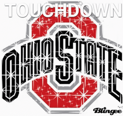 A Ohio State Football Logo With The Words Touchdown Written On It GIF
