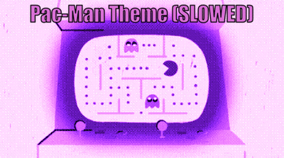 A Pac-Man Theme Is Shown On A Purple Screen GIF