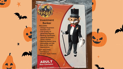 A Package Of A Spirit Investment Banker Costume For Adults GIF