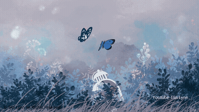 A Painting By Elin Lynn Shows Butterflies Flying In The Air GIF