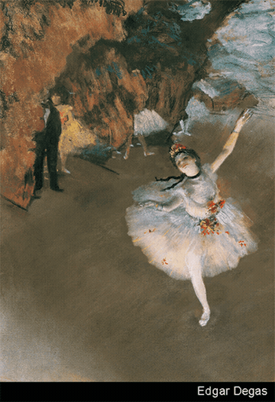 A Painting Of A Ballerina By Edgar Degas Is Displayed GIF