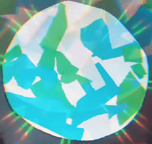 A Painting Of A Blue And Green Globe With A Rainbow Of Colors GIF
