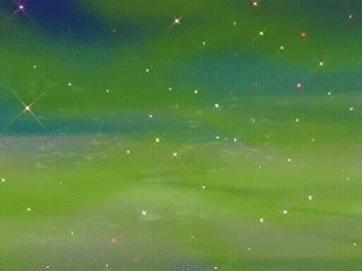 A Painting Of A Blue And Green Sky GIF