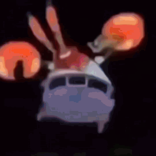 A Painting Of A Cartoon Character Flying Over A Van GIF