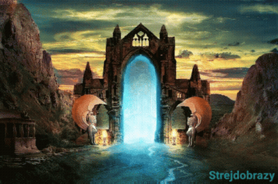 A Painting Of A Castle With The Words Strejdobrozy On The Bottom Right GIF