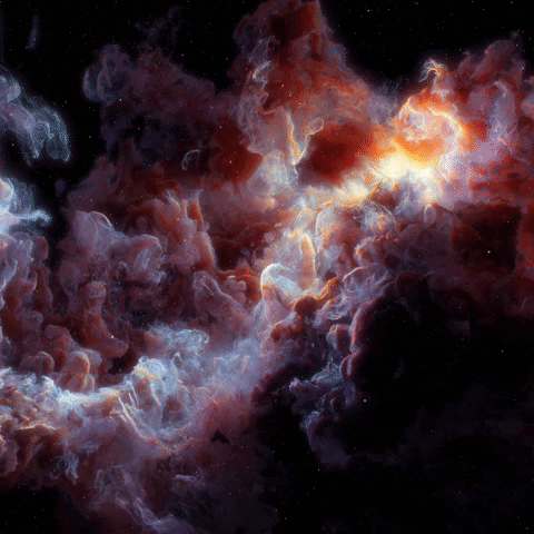 A Painting Of A Cloudy Sky With A Few Stars In The Background GIF