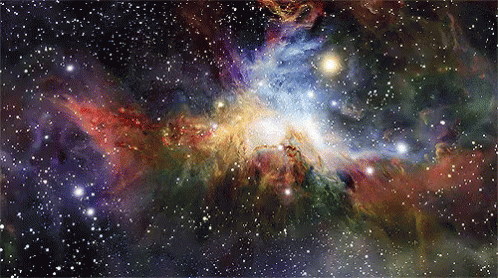 A Painting Of A Colorful Galaxy With A Lot Of Stars GIF