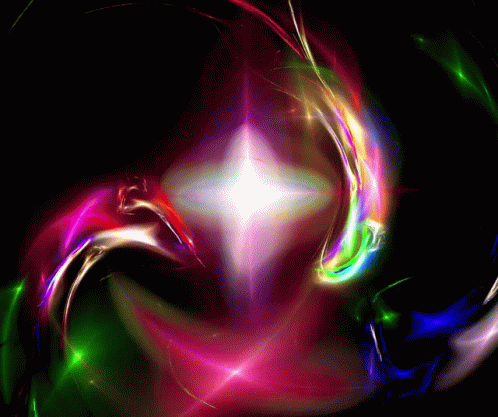 A Painting Of A Colorful Swirl With A White Star In The Middle GIF