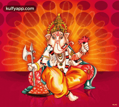 A Painting Of A Deity With The Website Kulfyapp.com In The Upper Right Corner GIF