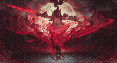 A Painting Of A Demon With The Year 2014 On The Bottom Left Corner GIF