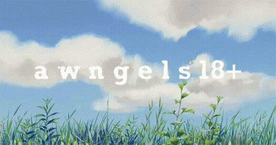 A Painting Of A Field With The Words A Wngels 18+ GIF