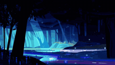 A Painting Of A Forest With A Glitch Effect That Says ' N ' On It GIF