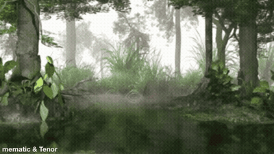 A Painting Of A Forest With The Caption " Mematic & Tenor " On The Bottom GIF