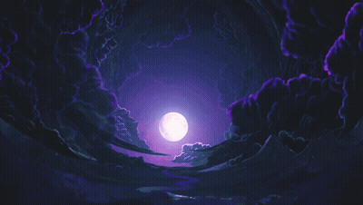 A Painting Of A Full Moon In A Purple Sky GIF