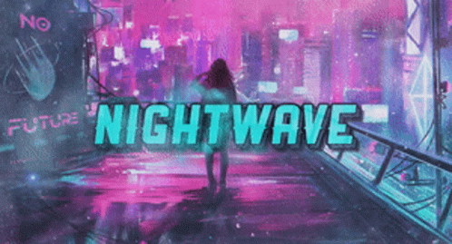 A Painting Of A Futuristic City With The Words Nightwave GIF