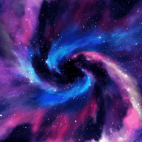 A Painting Of A Galaxy With A Black Hole At The Center GIF