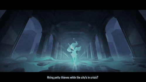 A Painting Of A Ghost With The Words " Hiring Petty Thieves While The City 'S In Crisis " Below It GIF