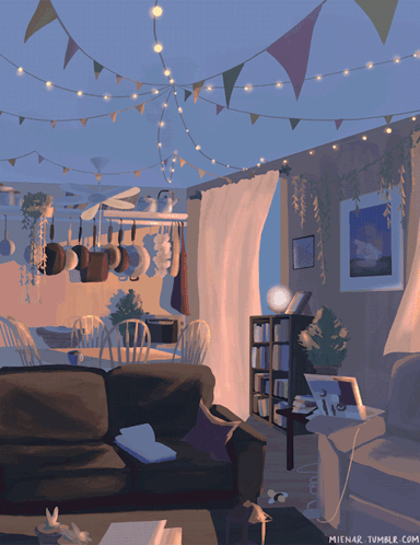A Painting Of A Living Room With The Website Mienar.tumblr.com On The Bottom Right GIF