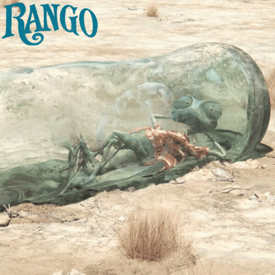 A Painting Of A Lizard In A Jar With The Word Rango On The Top GIF