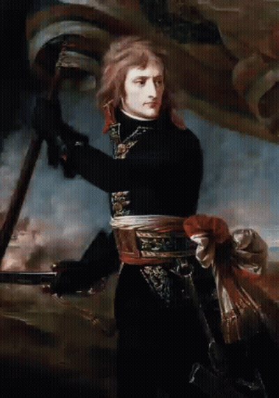 A Painting Of A Man Holding A Flag GIF