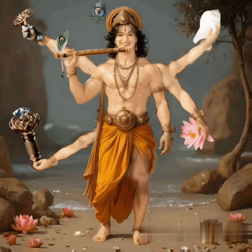 A Painting Of A Man Holding A Flute And A Torch GIF