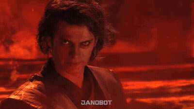 A Painting Of A Man Holding A Lightsaber With The Word Janobot Written Below Him GIF