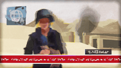 A Painting Of A Man In A Helmet With Arabic Writing On The Bottom Of It GIF