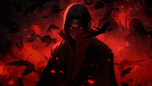A Painting Of A Man In A Hood With A Red Eye GIF
