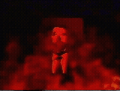 A Painting Of A Man In A Red Suit And Tie GIF