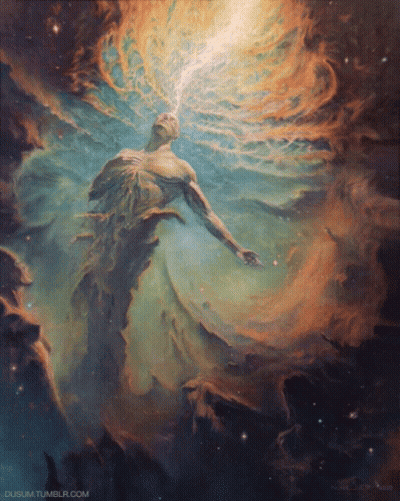 A Painting Of A Man In Space With The Website Dusum.tumblr.com Underneath It GIF