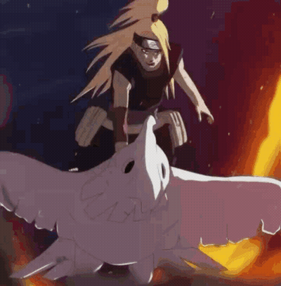A Painting Of A Man Riding A Shark With A Sword GIF
