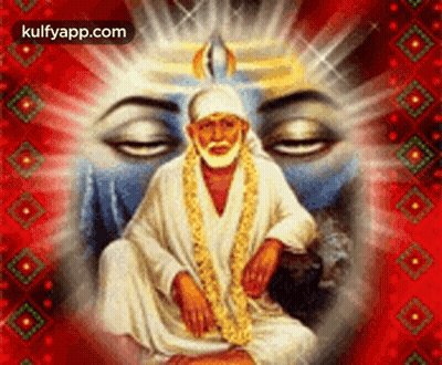 A Painting Of A Man Sitting In Front Of A Woman 'S Face With A Crown On His Head . GIF