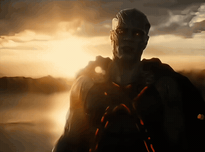 A Painting Of A Man Standing In Front Of A Body Of Water With The Sun Shining Through The Clouds GIF