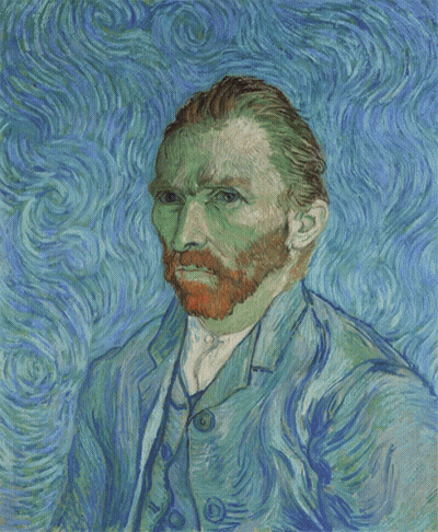 A Painting Of A Man With A Beard And A Necklace GIF