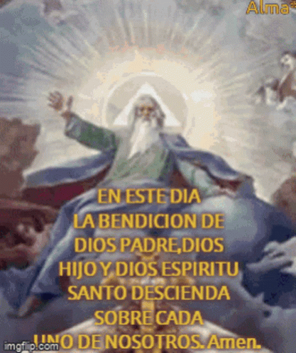 A Painting Of A Man With A Beard Is Surrounded By Clouds GIF