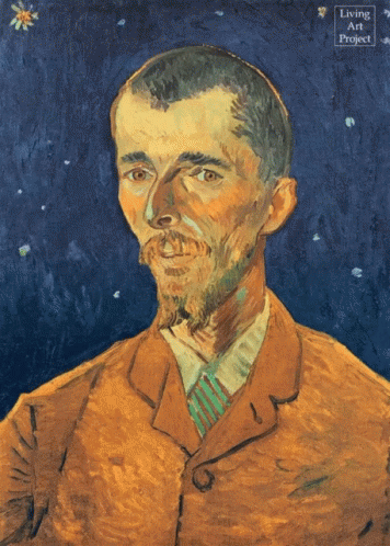A Painting Of A Man With A Living Art Project Logo GIF