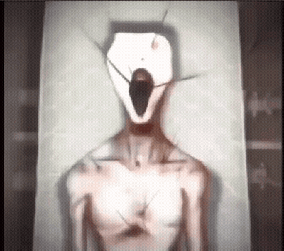 A Painting Of A Man With A Mask On His Face And A Screaming Face . GIF