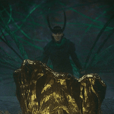A Painting Of A Man With Horns And Wings In The Dark GIF