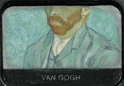 A Painting Of A Man With The Name Van Gogh On The Bottom GIF