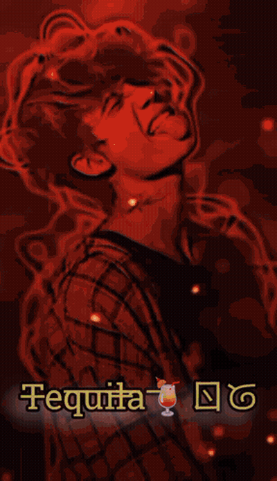 A Painting Of A Man With The Word Tequila Written On It GIF