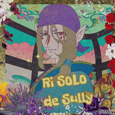 A Painting Of A Man With The Words Ri Solo De Sully Written On It GIF