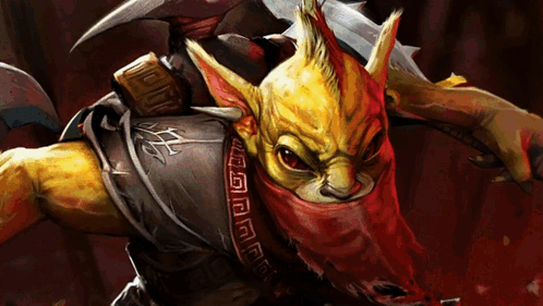 A Painting Of A Monster With A Red Scarf Around Its Neck GIF