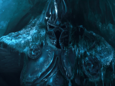 A Painting Of A Monster With Blue Eyes And A Skull On His Chest GIF