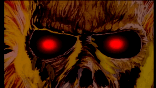 A Painting Of A Monster With Red Eyes GIF