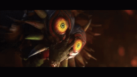 A Painting Of A Monster With Spikes And A Yellow Eye GIF