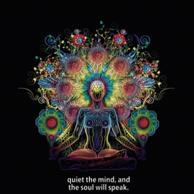 A Painting Of A Peacock With The Words Quiet The Mind And The Soul Will Speak Below It GIF