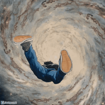 A Painting Of A Person Falling Into A Swirl With A Facebook Logo In The Bottom Right Corner GIF
