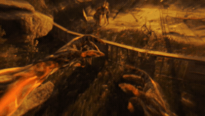 A Painting Of A Person Holding A Rope In A Dark Forest GIF