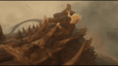 A Painting Of A Person Standing On Top Of A Rock GIF