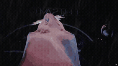 A Painting Of A Person With A White Cloth On Their Head GIF